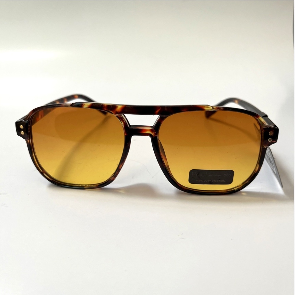 House of Harlow 1960 Aviator Sunglasses Double Bridge NWT Tortoise Shell Amber - Picture 2 of 6